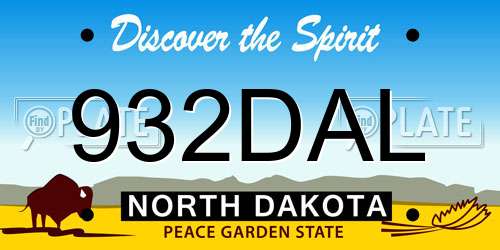 932DAL North Dakota License Plate
