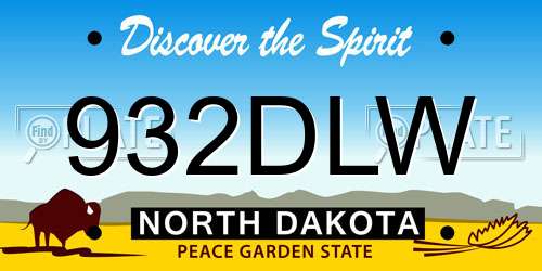 932DLW North Dakota License Plate