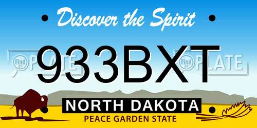 933BXT North Dakota License Plate