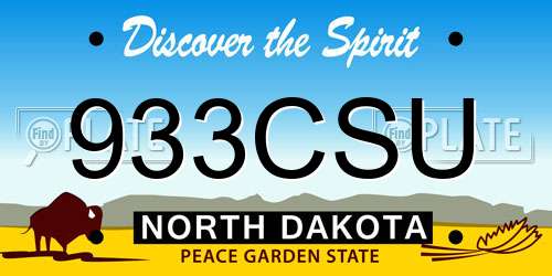 933CSU North Dakota License Plate