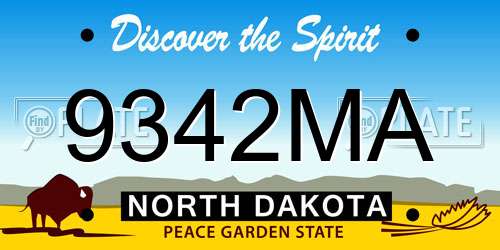 9342MA North Dakota License Plate