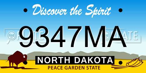 9347MA North Dakota License Plate