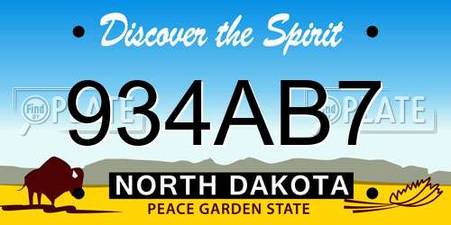 934AB7 North Dakota License Plate