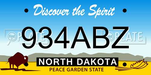 934ABZ North Dakota License Plate