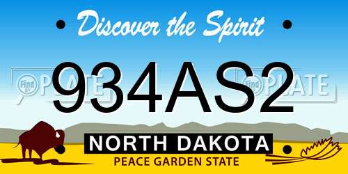 934AS2 North Dakota License Plate