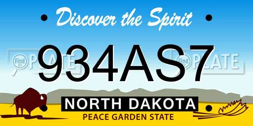 934AS7 North Dakota License Plate