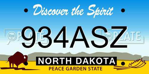 934ASZ North Dakota License Plate
