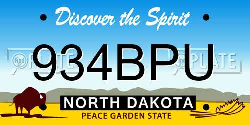 934BPU North Dakota License Plate