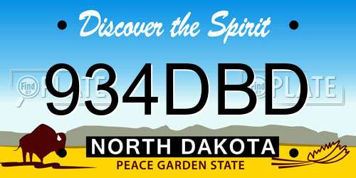 934DBD North Dakota License Plate
