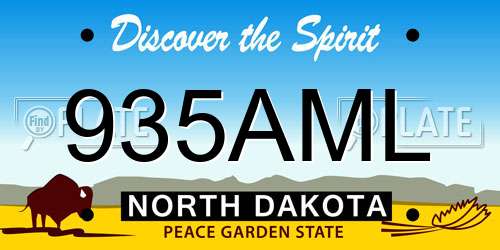 935AML North Dakota License Plate