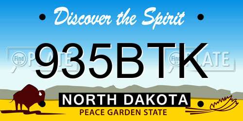 935BTK North Dakota License Plate