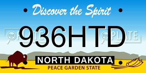 936HTD North Dakota License Plate