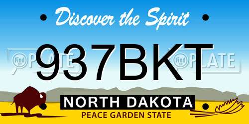 937BKT North Dakota License Plate