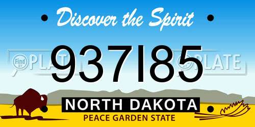 937I85 North Dakota License Plate
