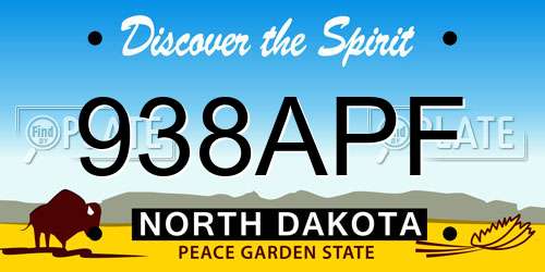938APF North Dakota License Plate