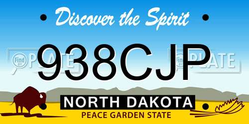 938CJP North Dakota License Plate