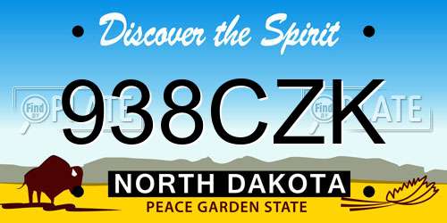 938CZK North Dakota License Plate