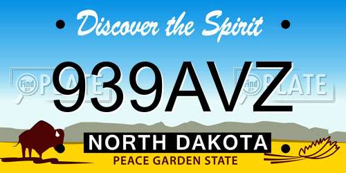 939AVZ North Dakota License Plate