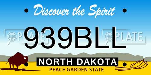 939BLL North Dakota License Plate