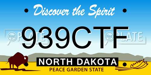 939CTF North Dakota License Plate