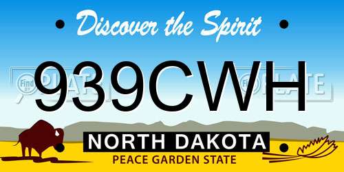 939CWH North Dakota License Plate