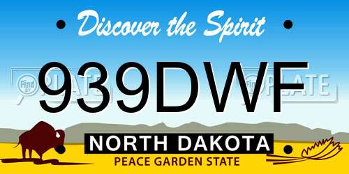 939DWF North Dakota License Plate
