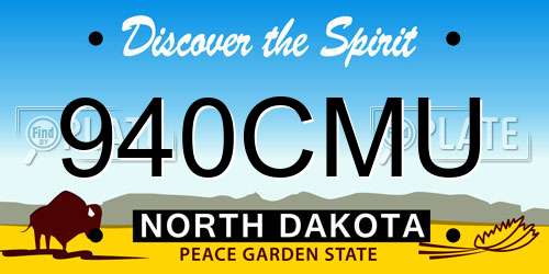 940CMU North Dakota License Plate