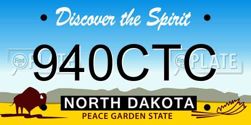 940CTC North Dakota License Plate