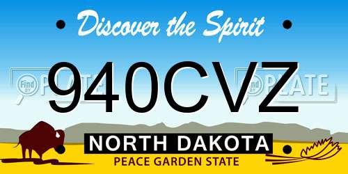 940CVZ North Dakota License Plate