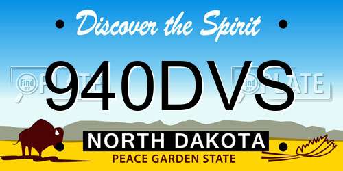 940DVS North Dakota License Plate