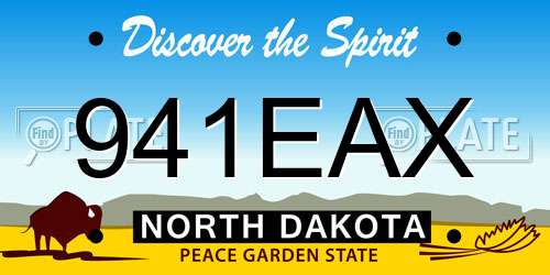 941EAX North Dakota License Plate
