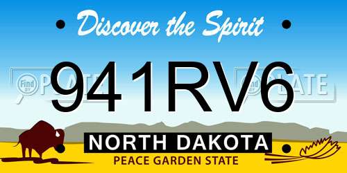 941RV6 North Dakota License Plate