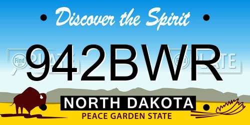 942BWR North Dakota License Plate