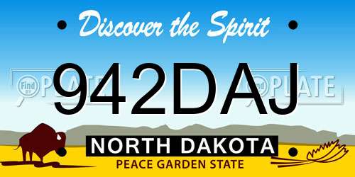 942DAJ North Dakota License Plate