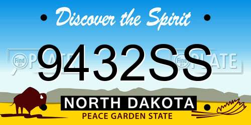 9432SS North Dakota License Plate