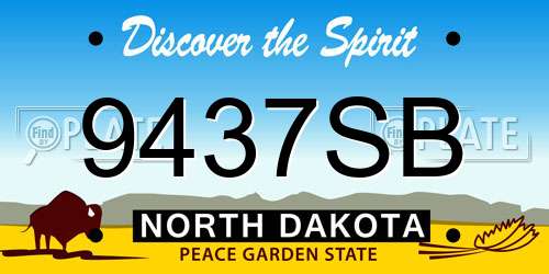 9437SB North Dakota License Plate