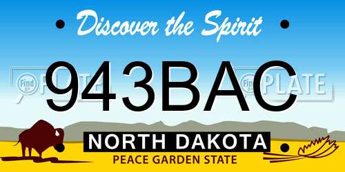 943BAC North Dakota License Plate