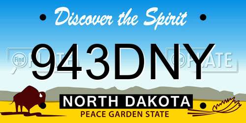 943DNY North Dakota License Plate