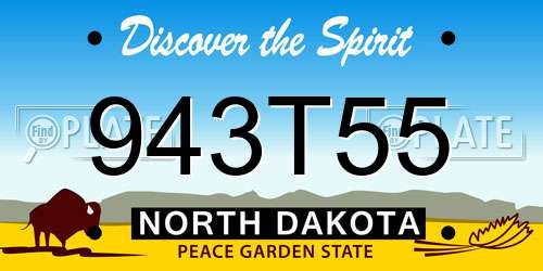 943T55 North Dakota License Plate