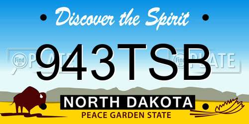 943TSB North Dakota License Plate