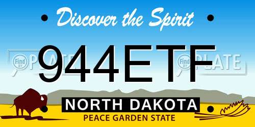 944ETF North Dakota License Plate