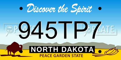 945TP7 North Dakota License Plate