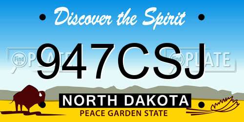947CSJ North Dakota License Plate