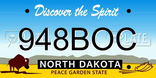 948BOC North Dakota License Plate
