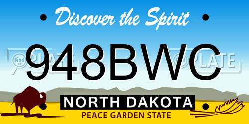 948BWC North Dakota License Plate