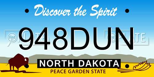 948DUN North Dakota License Plate