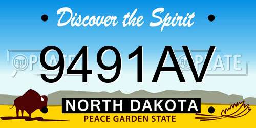 9491AV North Dakota License Plate