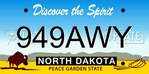 949AWY North Dakota License Plate