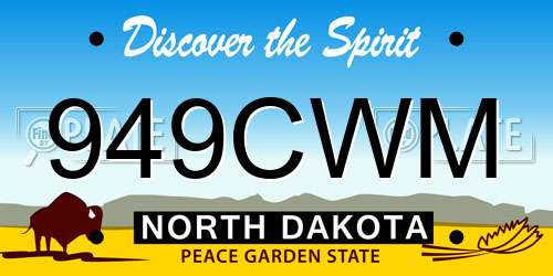 949CWM North Dakota License Plate