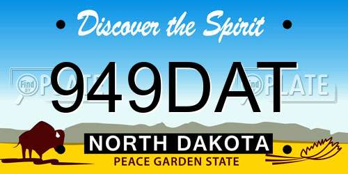 949DAT North Dakota License Plate